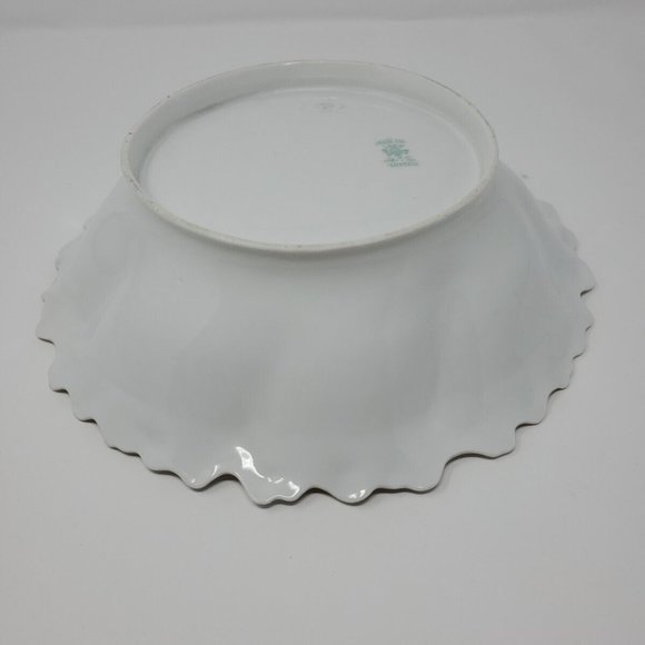 Antique MZ Austria Moritz Zdekauer Porcelain Master Berry Bowl Flowers 10" Mint - Picture 4 of 6